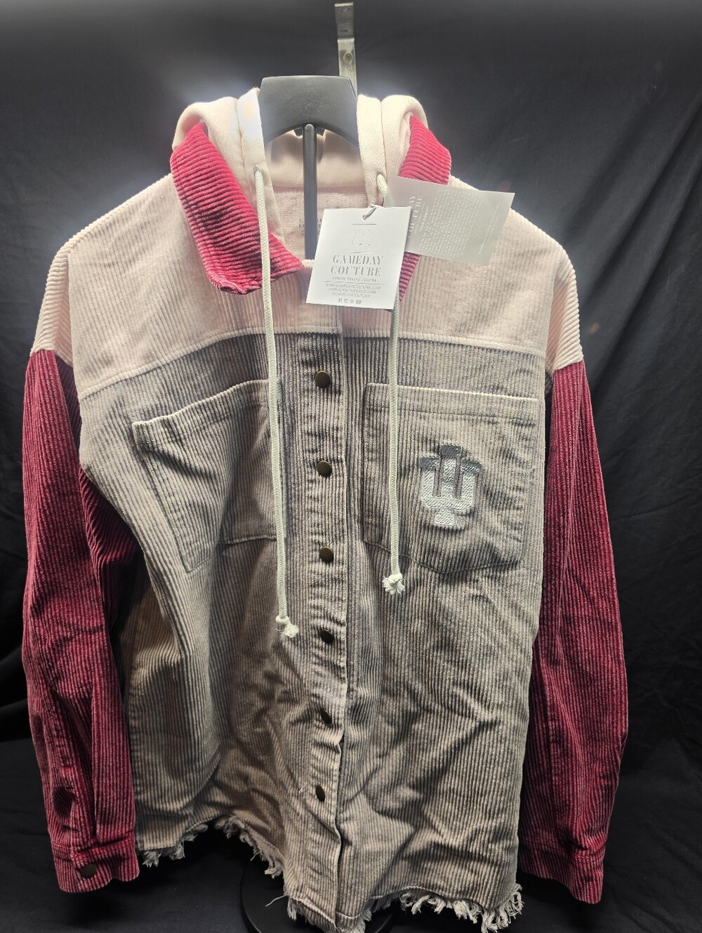 NWT Gameday Couture Indiana Hoosiers Corduroy Hooded Shacket Women's M Crimson